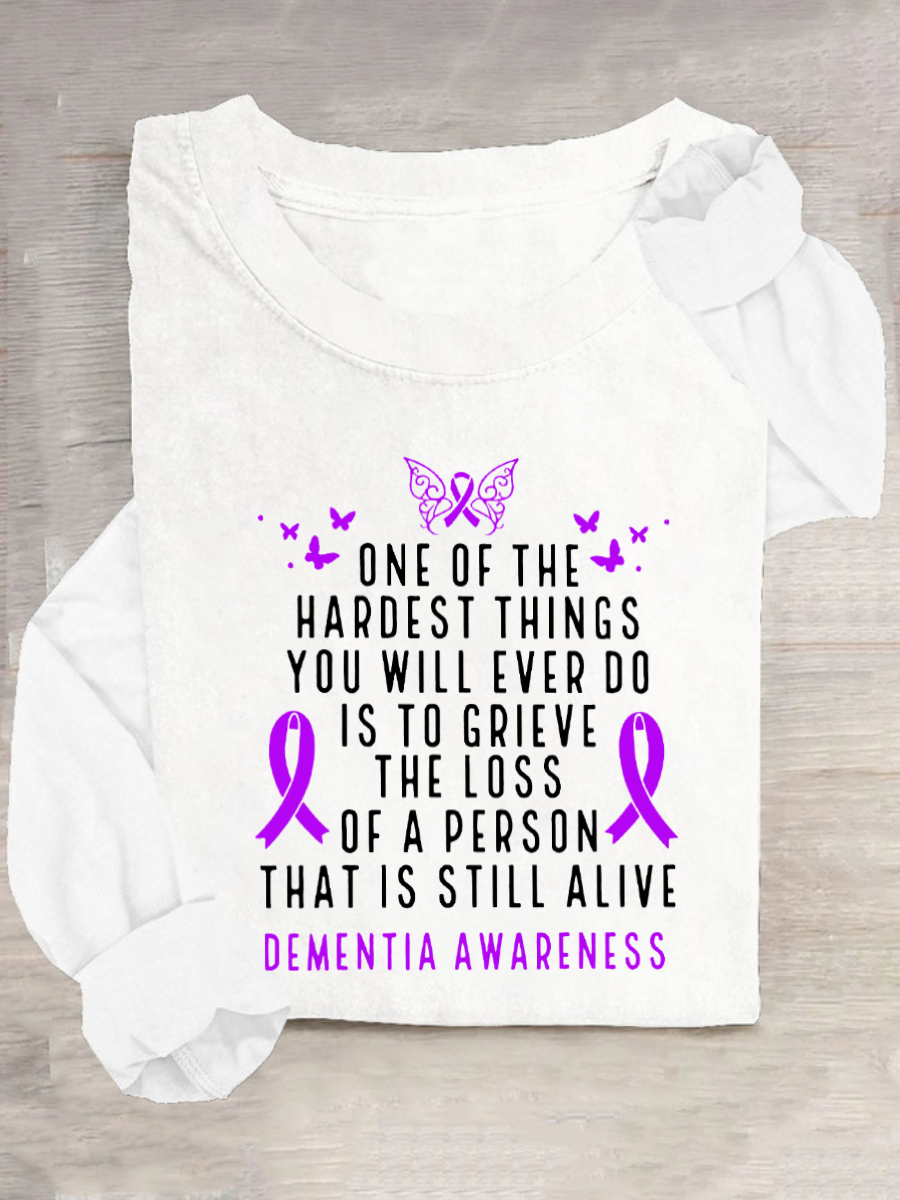 Dementia Awareness Month Butterfly Warrior Alzheimers Casual Long Sleeve Shirt