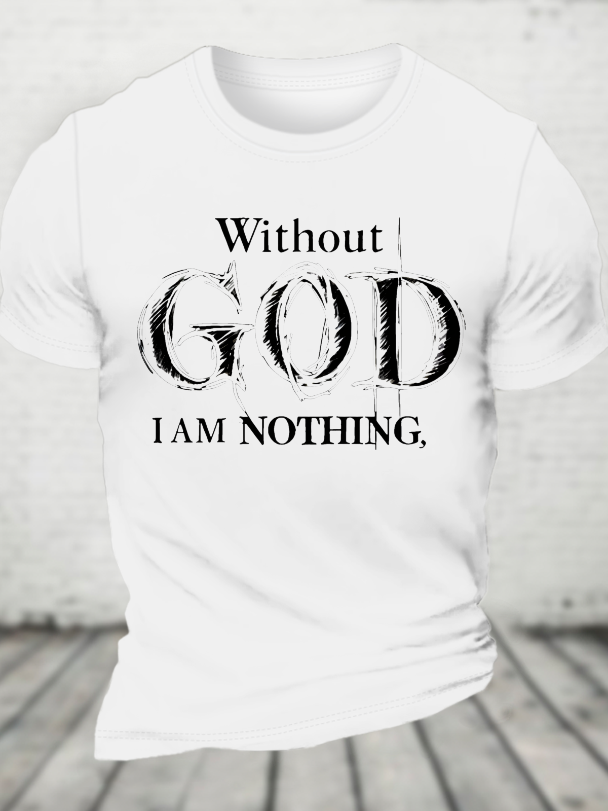 Vintage Faith Print Cotton T-Shirt