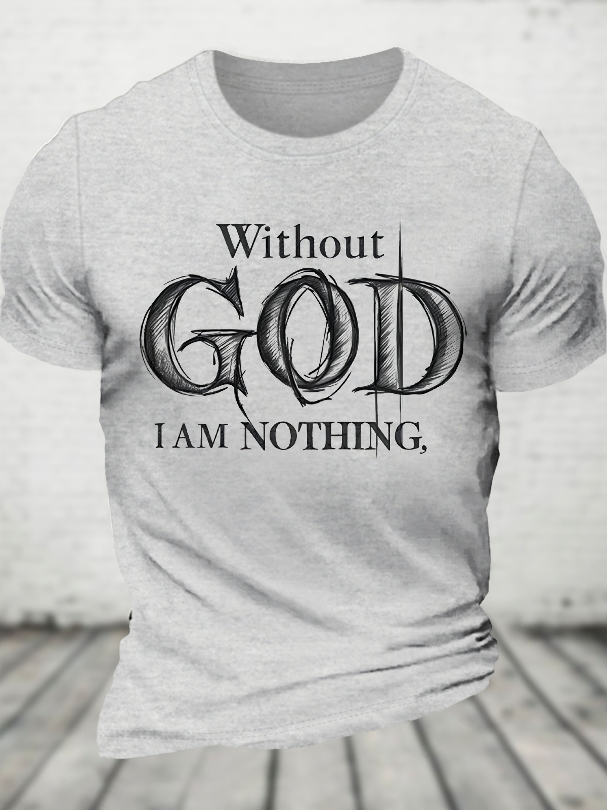 Vintage Faith Print Cotton T-Shirt