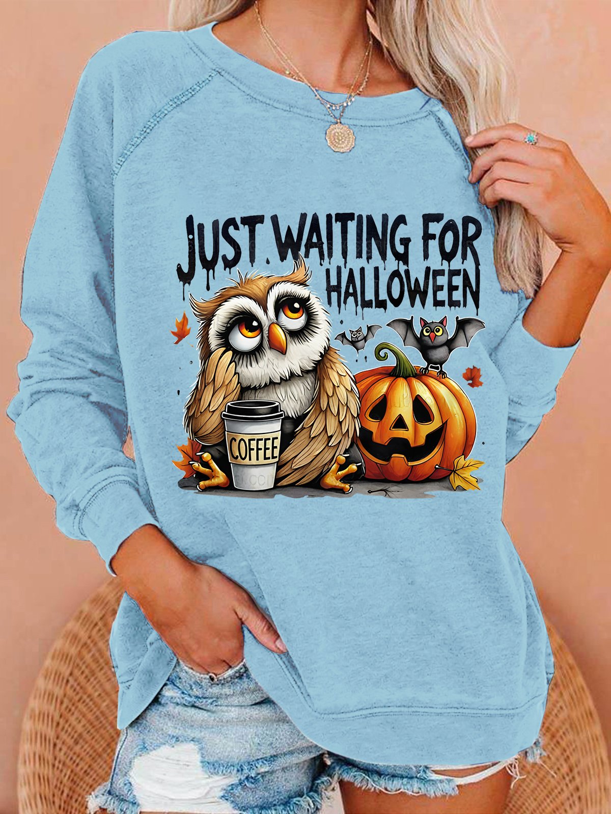 Halloween Owl Coffee Casual Sweatshirt