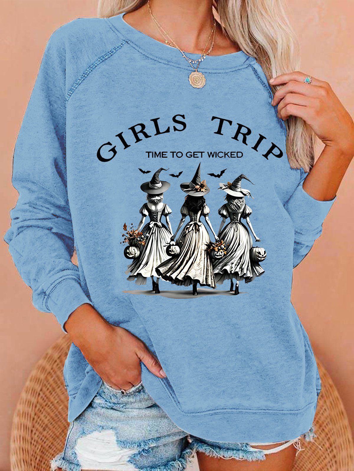 unny Halloween Witch Girls Trip Time To Get Wicked Casual Sweatshirt