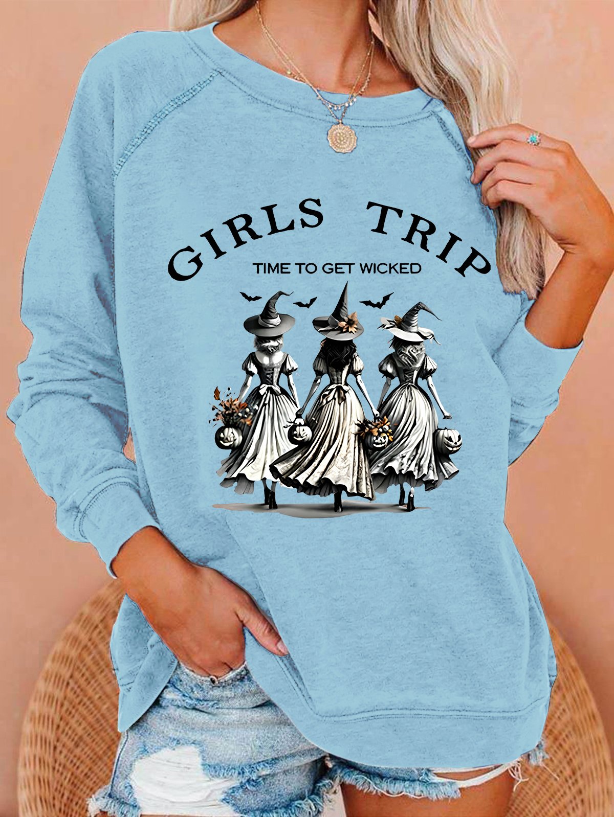 unny Halloween Witch Girls Trip Time To Get Wicked Casual Sweatshirt