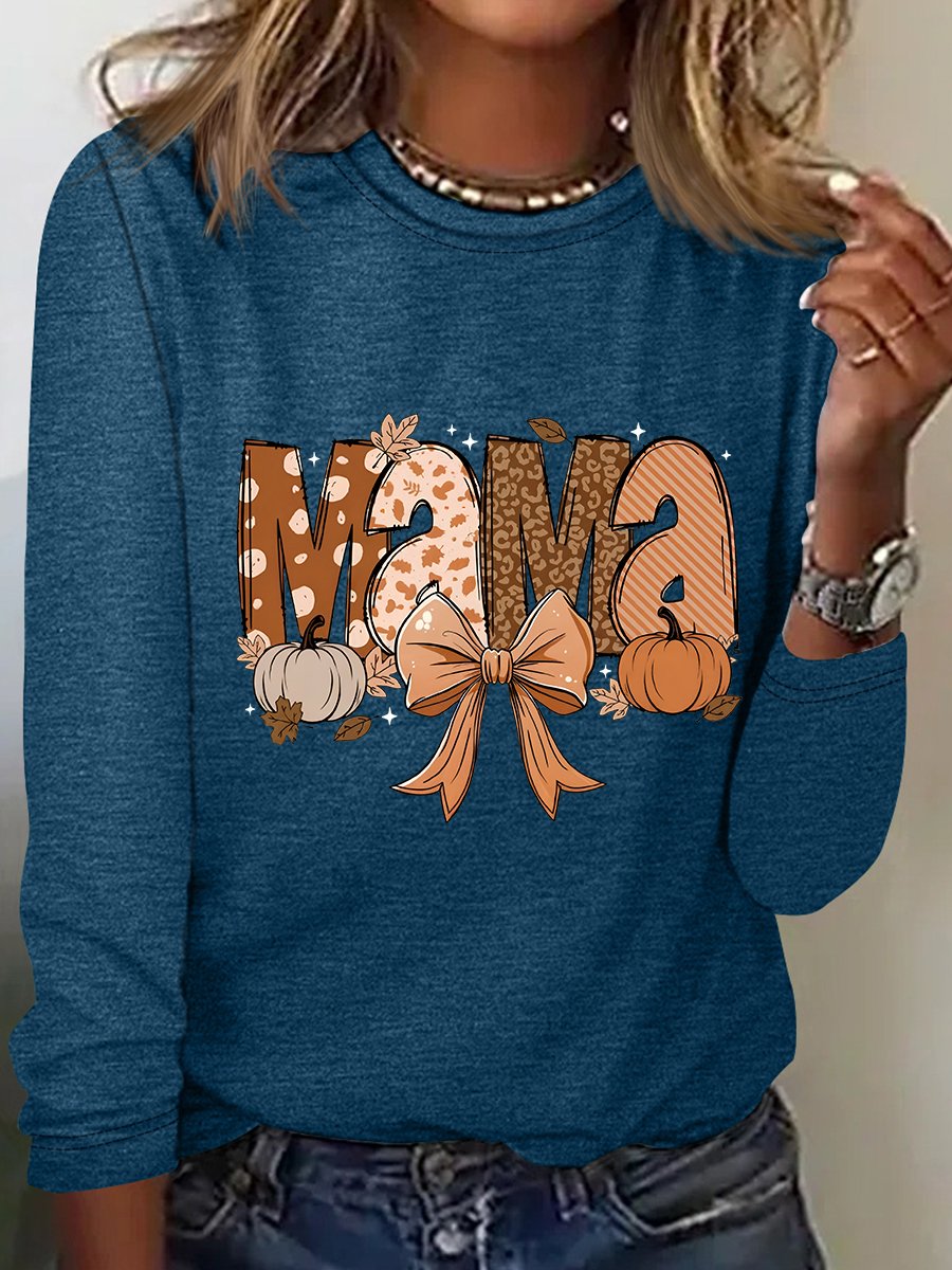 Fall Mama Casual Long Sleeve Shirt