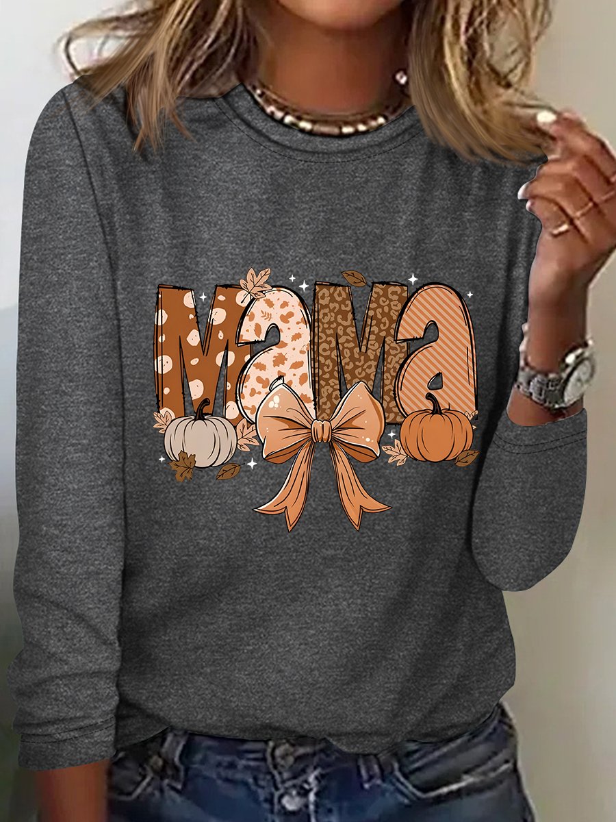 Fall Mama Casual Long Sleeve Shirt