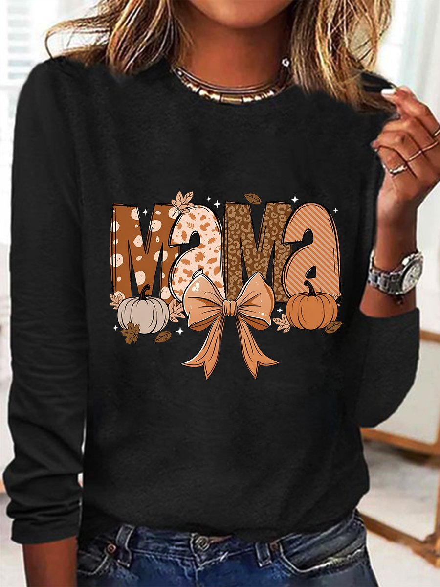 Fall Mama Casual Long Sleeve Shirt