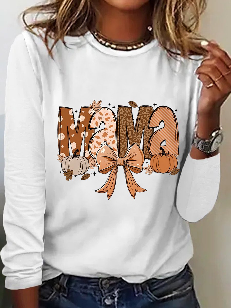 Fall Mama Casual Long Sleeve Shirt