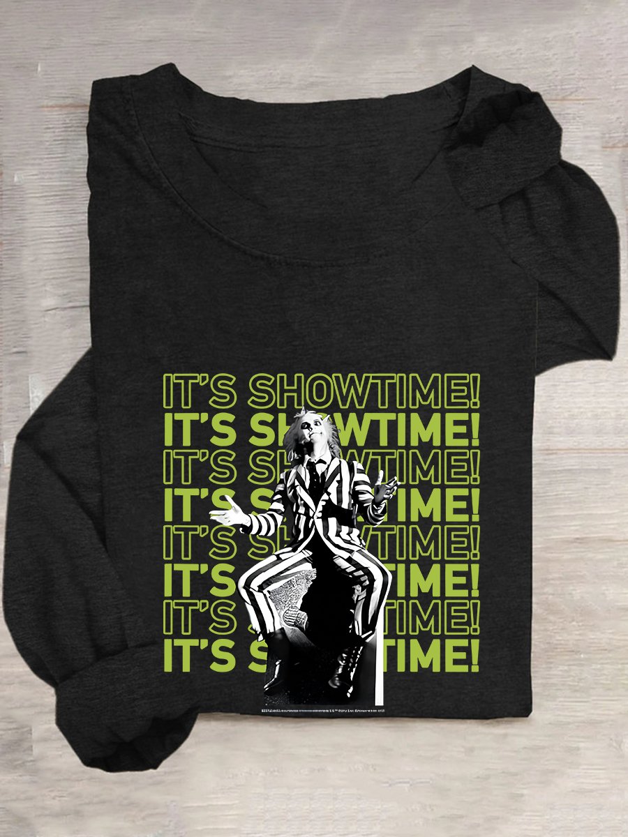 It's Showtime Text Stack Casual Long Sleeve Shirt