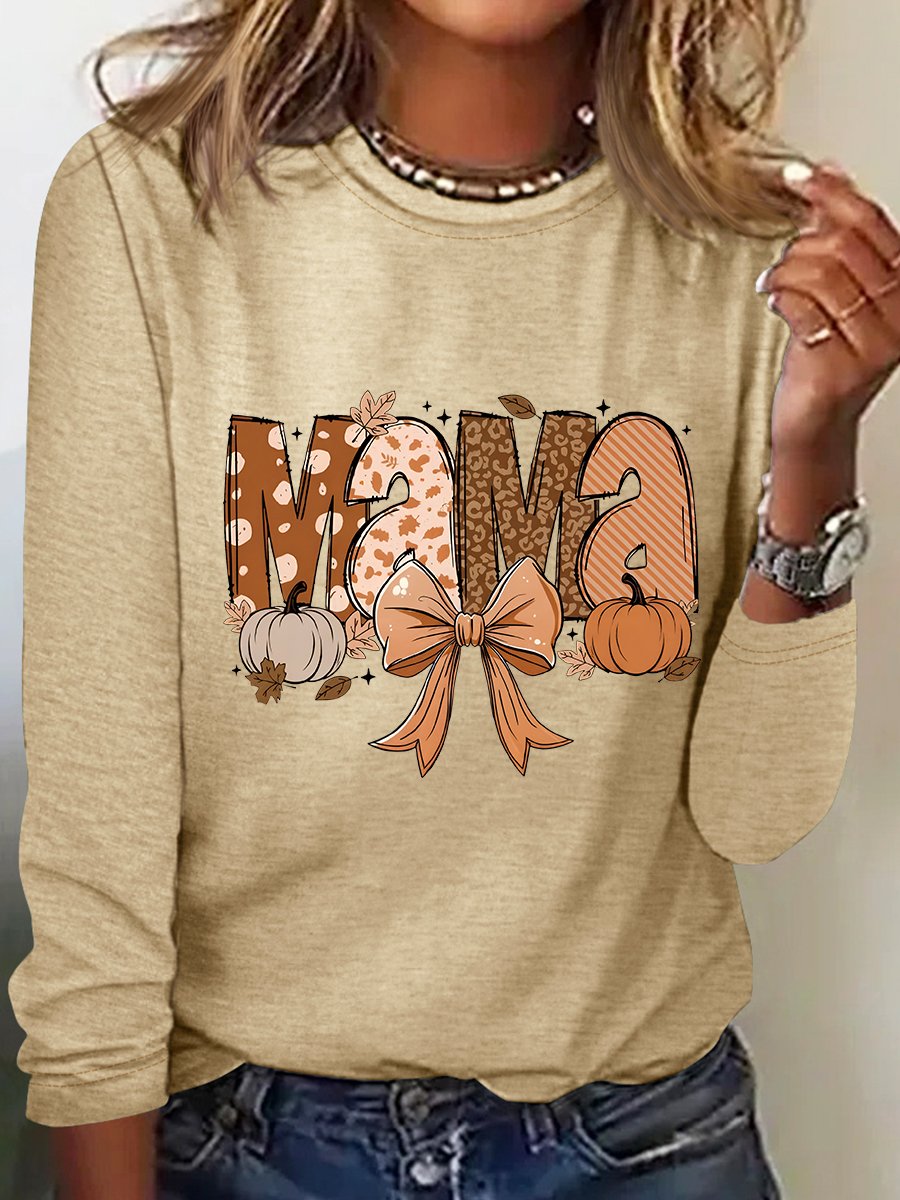 Fall Mama Casual Long Sleeve Shirt