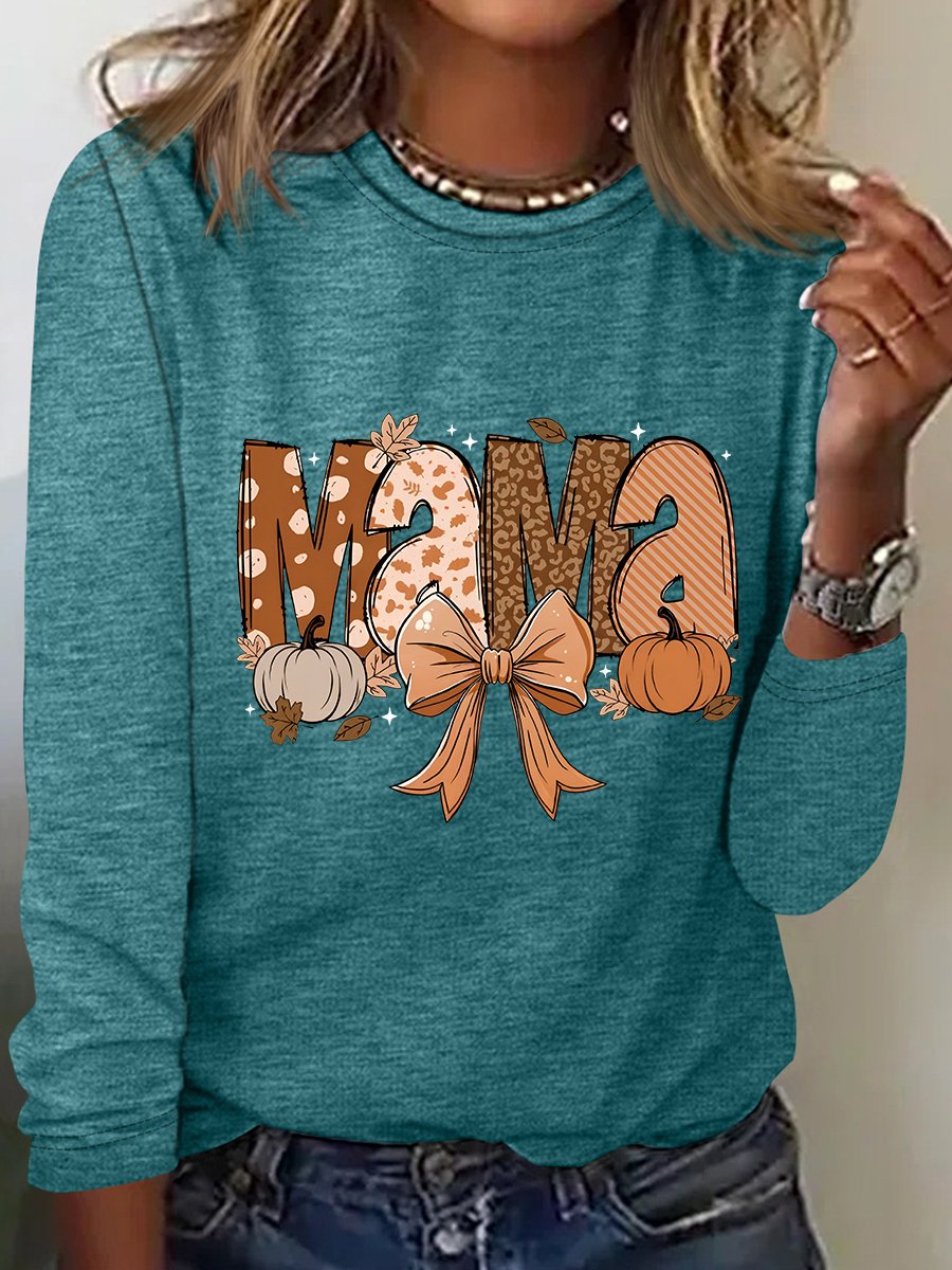 Fall Mama Casual Long Sleeve Shirt