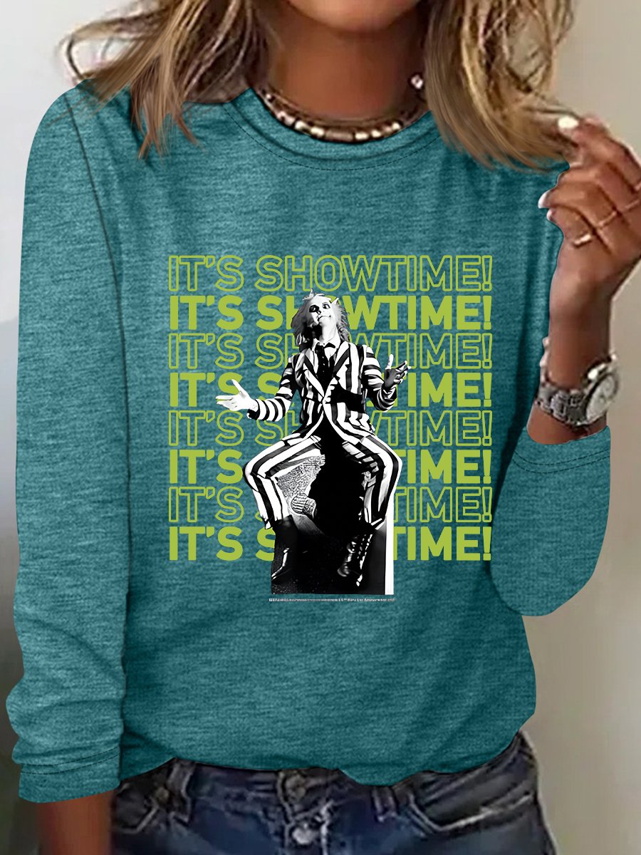 It's Showtime Text Stack Casual Long Sleeve Shirt