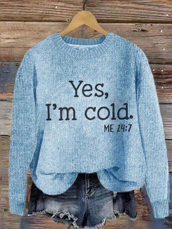 Yes，I'm Cold Me 24_7 Simple Loose Crew Neck Sweater