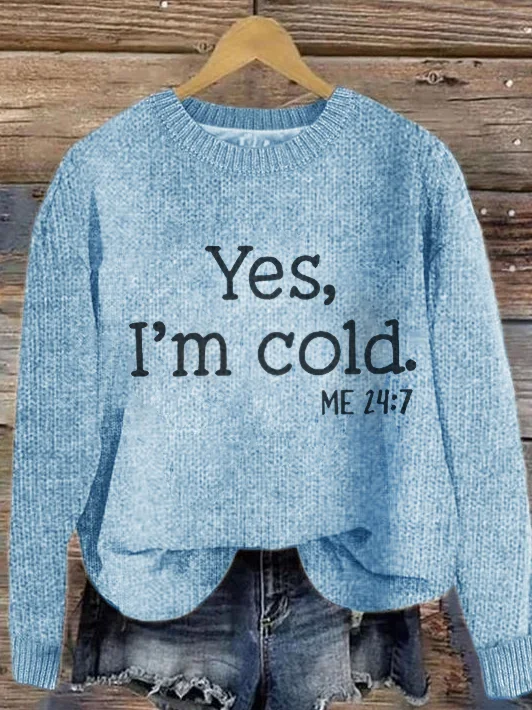 Yes，I'm Cold Me 24_7 Simple Loose Crew Neck Sweater