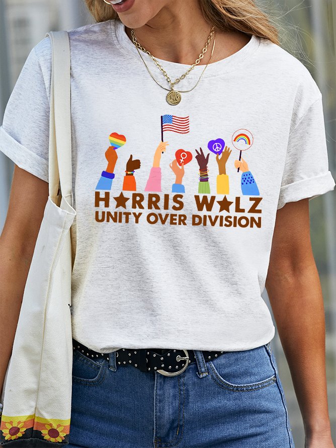 Unity Over Division Print Cotton T-shirt