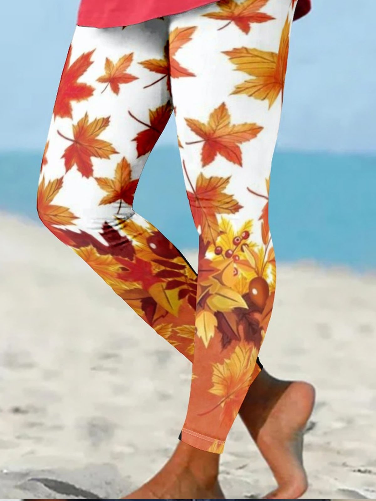 Maple Leaf Casual Tight Leggings