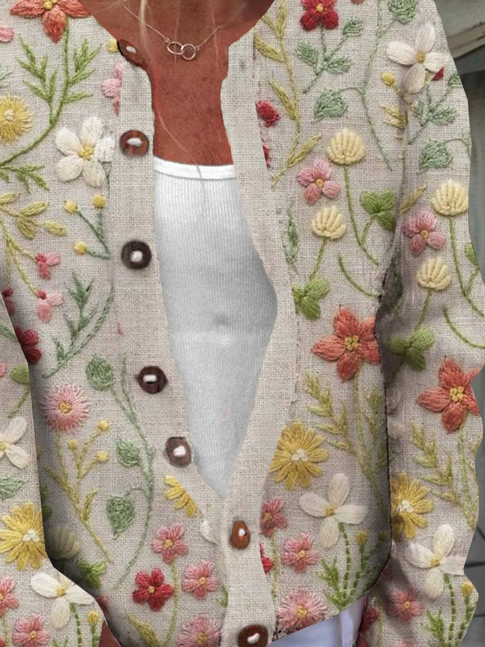 Floral Loose Buttoned Casual Cardigan