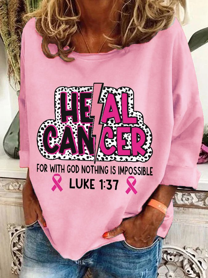 Heal Cancer Svg Png, Breast Cancer Warrior Christian Casual Sweatshirt