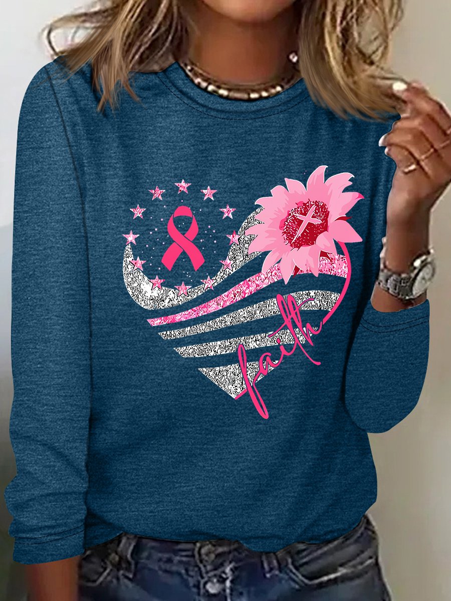 Breast Cancer Bundle In October We Wear Pink Casual Long Sleeve Shirt