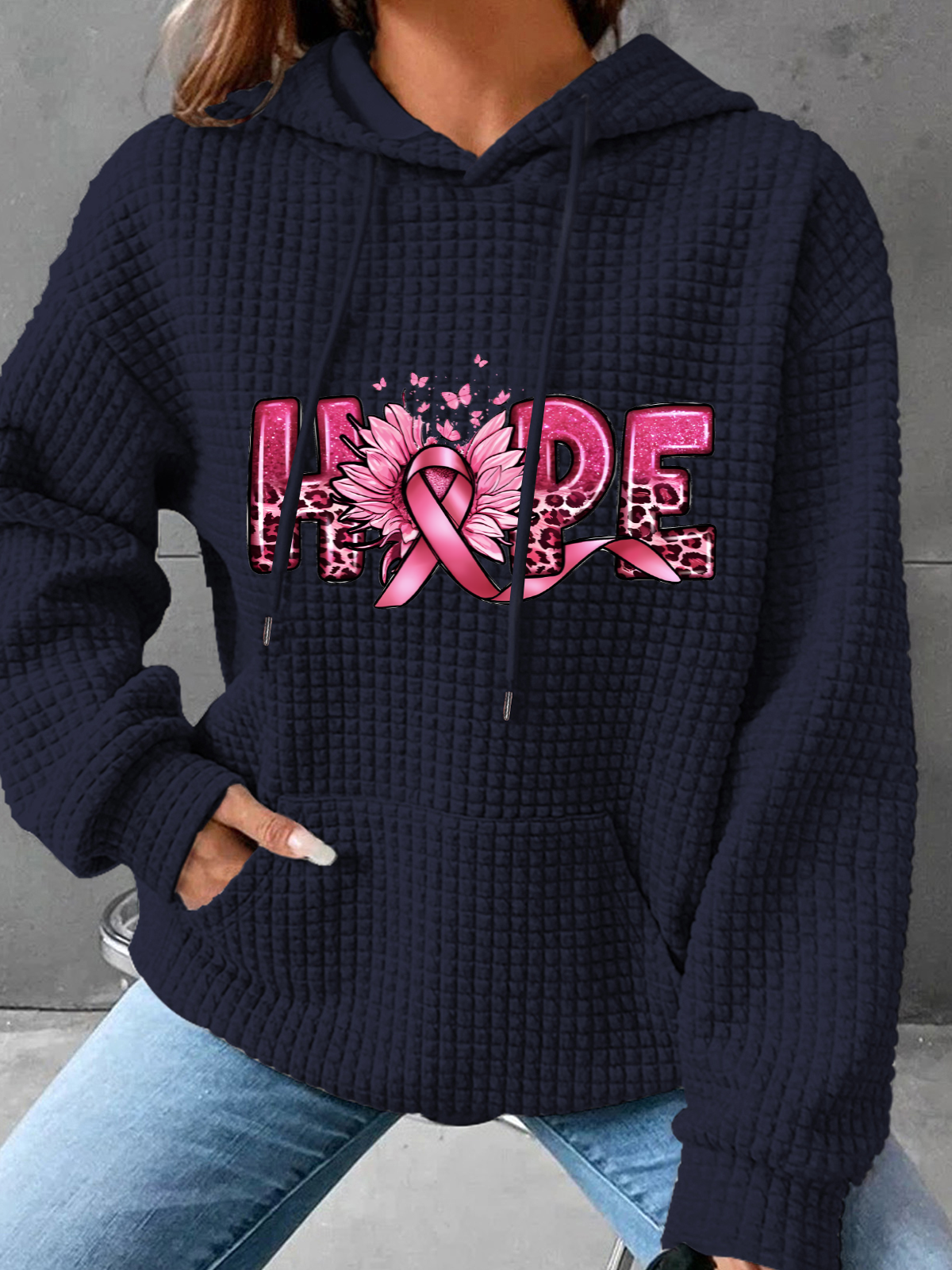 Hope Breast Cancer Simple Loose Hoodie