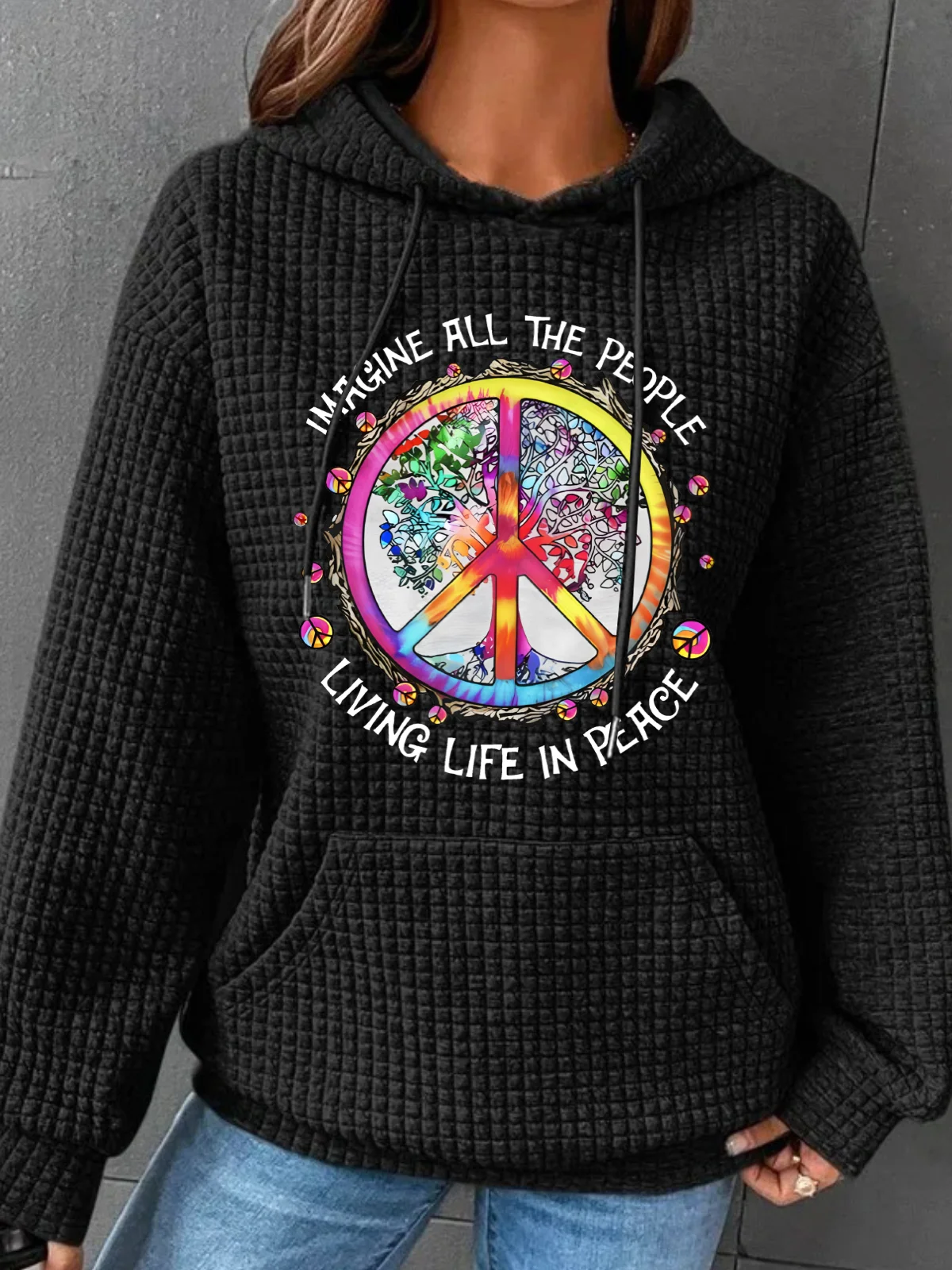 Hippie All The People Simple Loose Hoodie