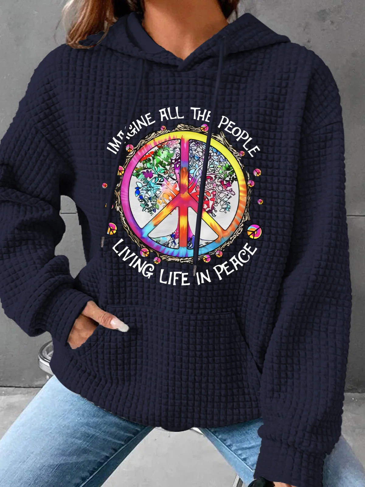 Hippie All The People Simple Loose Hoodie