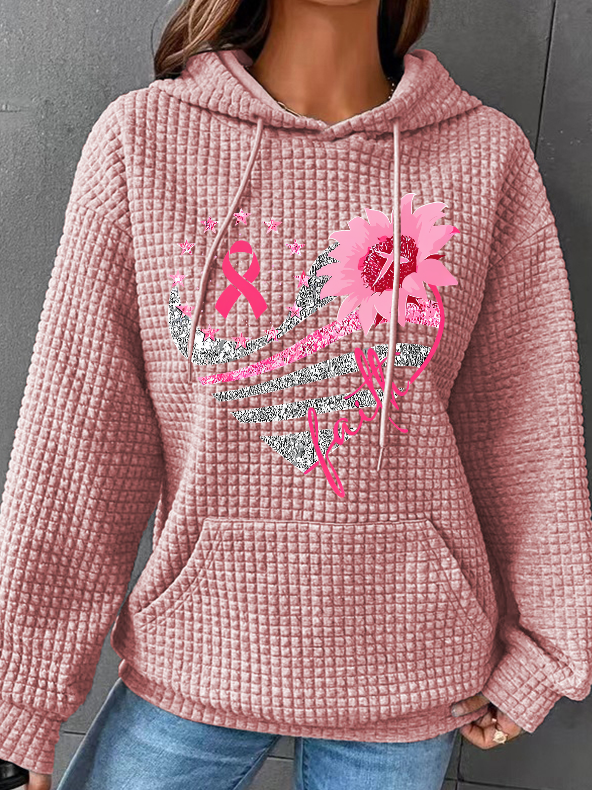 Breast Cancer Bundle In October We Wear Pink Simple Loose Hoodie