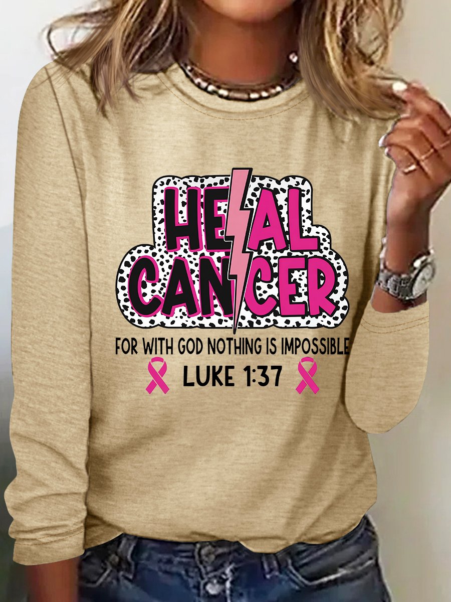 Heal Cancer Svg Png, Breast Cancer Warrior Christian Casual Long Sleeve Shirt