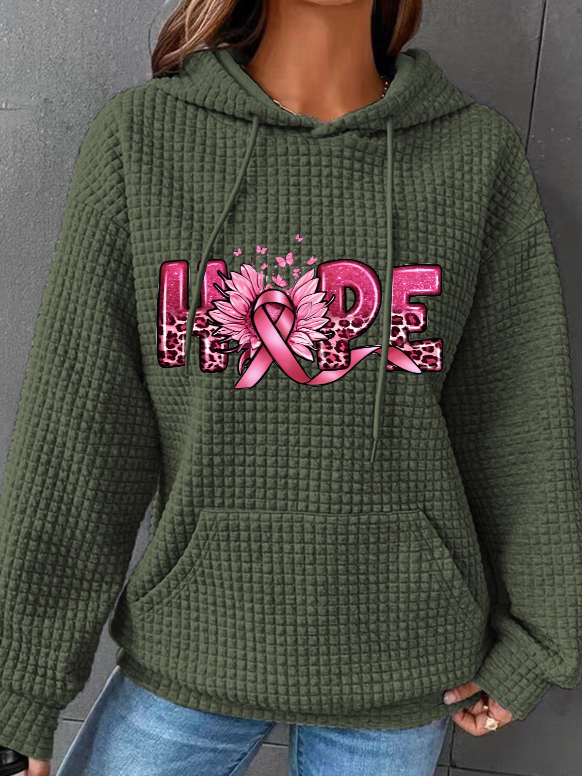 Hope Breast Cancer Simple Loose Hoodie