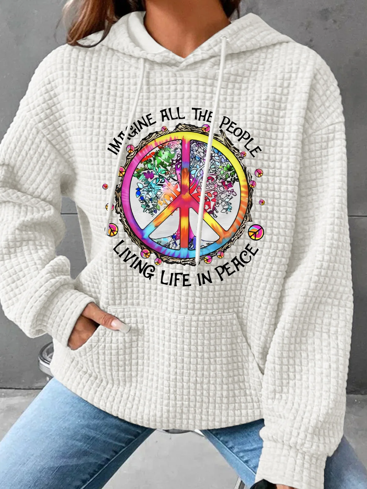 Hippie All The People Simple Loose Hoodie