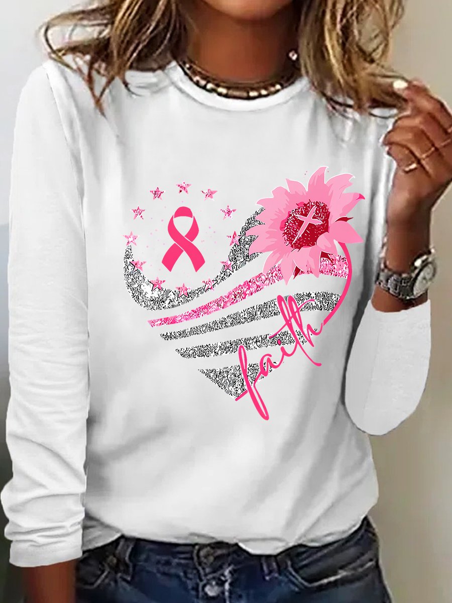 Breast Cancer Bundle In October We Wear Pink Casual Long Sleeve Shirt