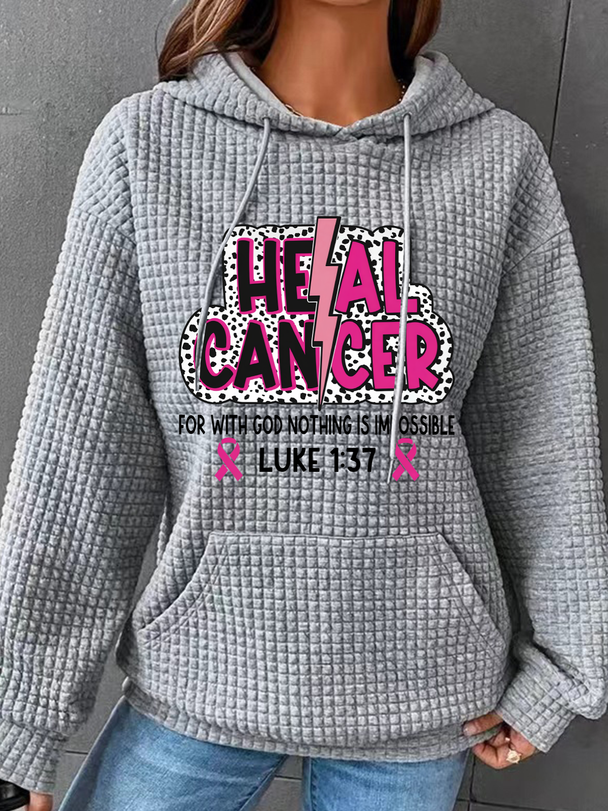 Heal Cancer Svg Png, Breast Cancer Warrior Christian Simple Loose Hoodie