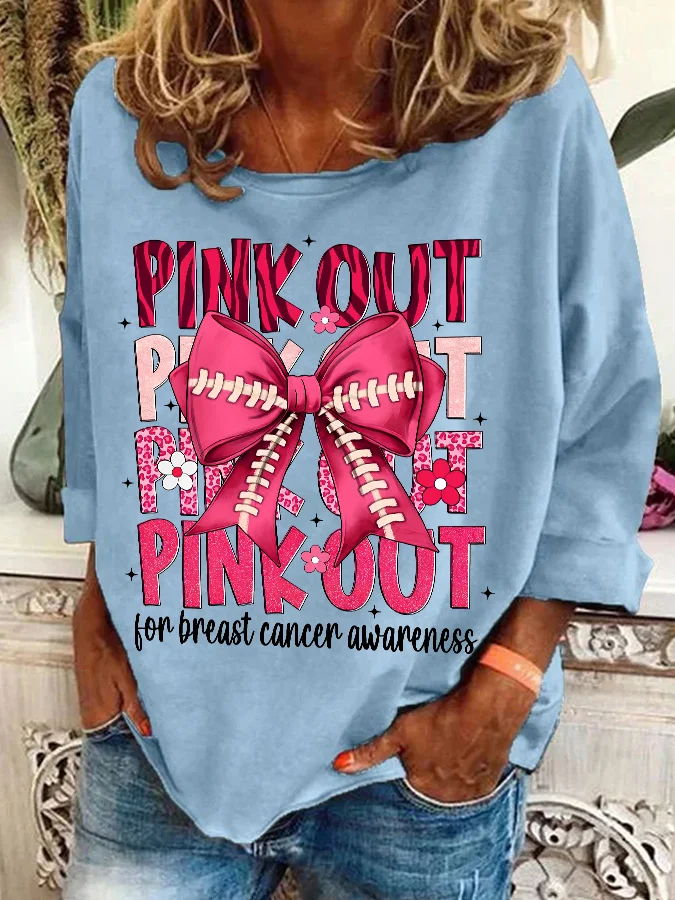 Football Pink Out Breast Cancer Football Casual Sweatshirt