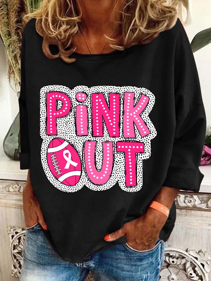 Breast Cancer Football Pink Out Casual Sweatshirt