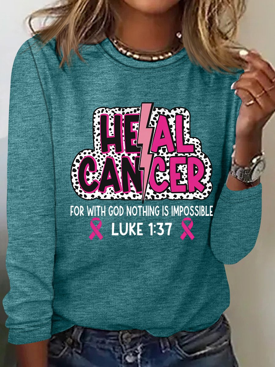 Heal Cancer Svg Png, Breast Cancer Warrior Christian Casual Long Sleeve Shirt