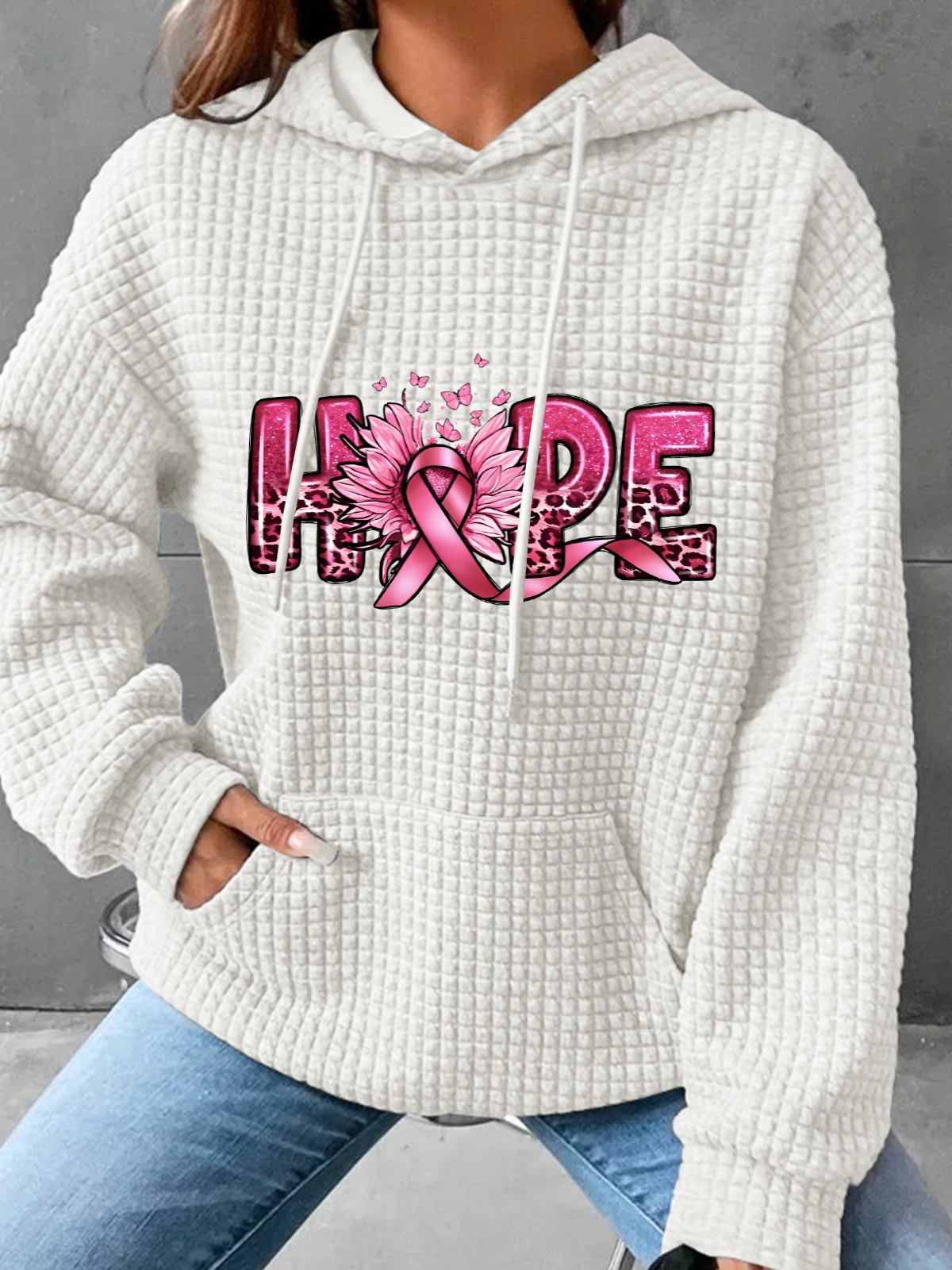 Hope Breast Cancer Simple Loose Hoodie