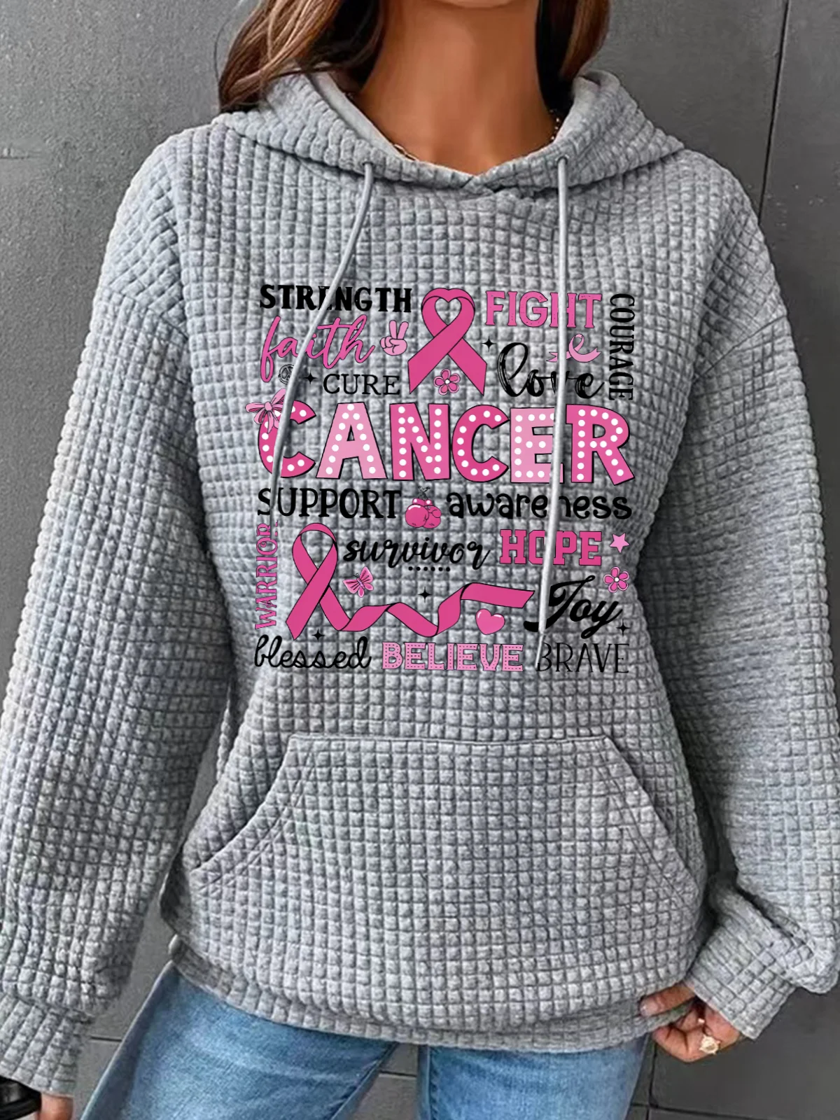 Breast Cancer Awareness Breast Cancer In October We Wear Pink Simple Loose Hoodie