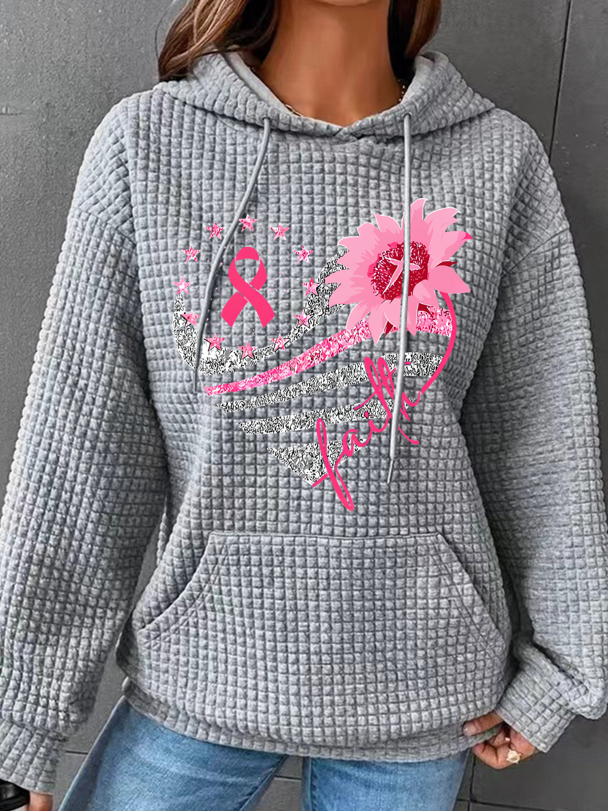 Breast Cancer Bundle In October We Wear Pink Simple Loose Hoodie