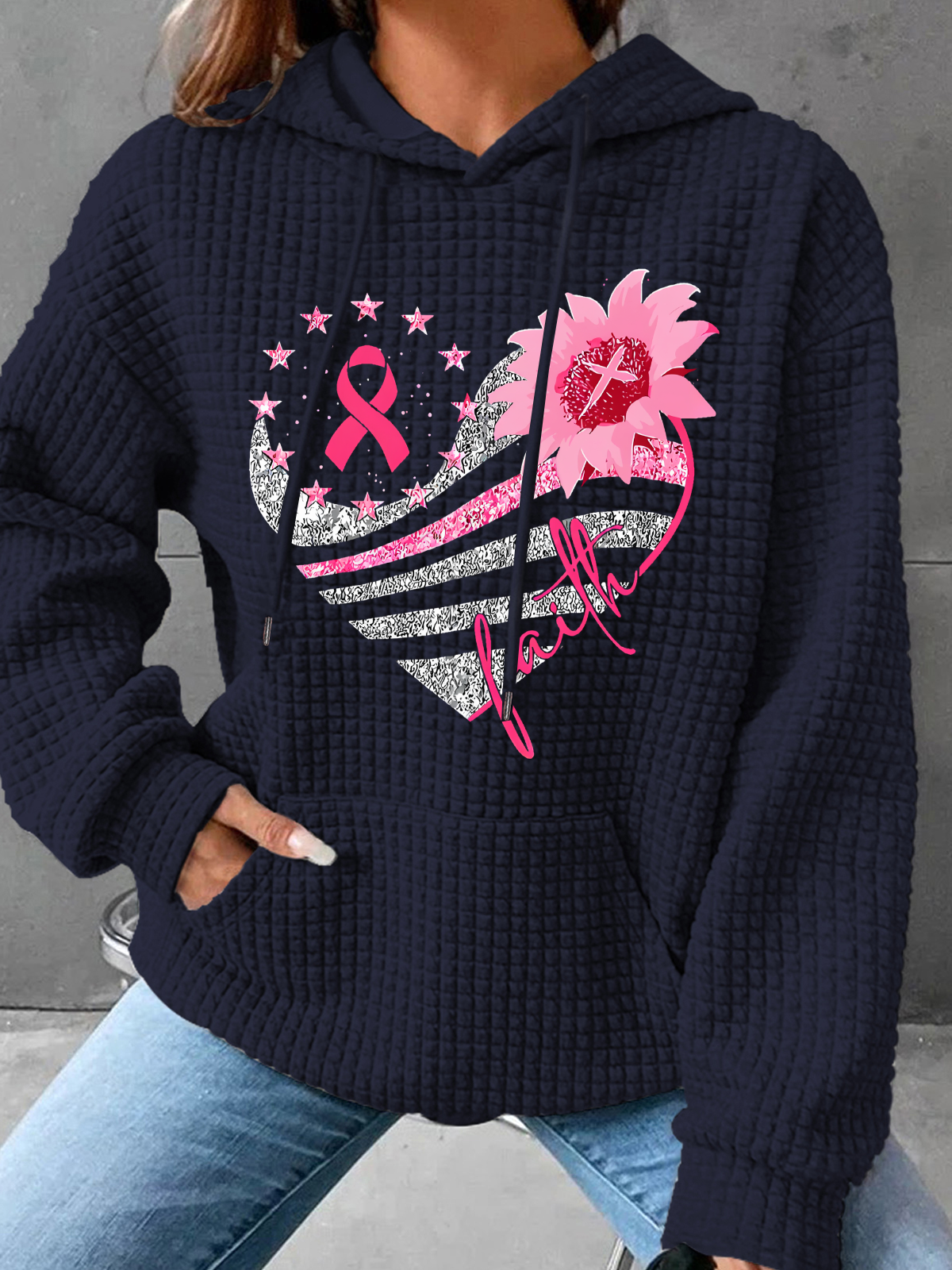 Breast Cancer Bundle In October We Wear Pink Simple Loose Hoodie