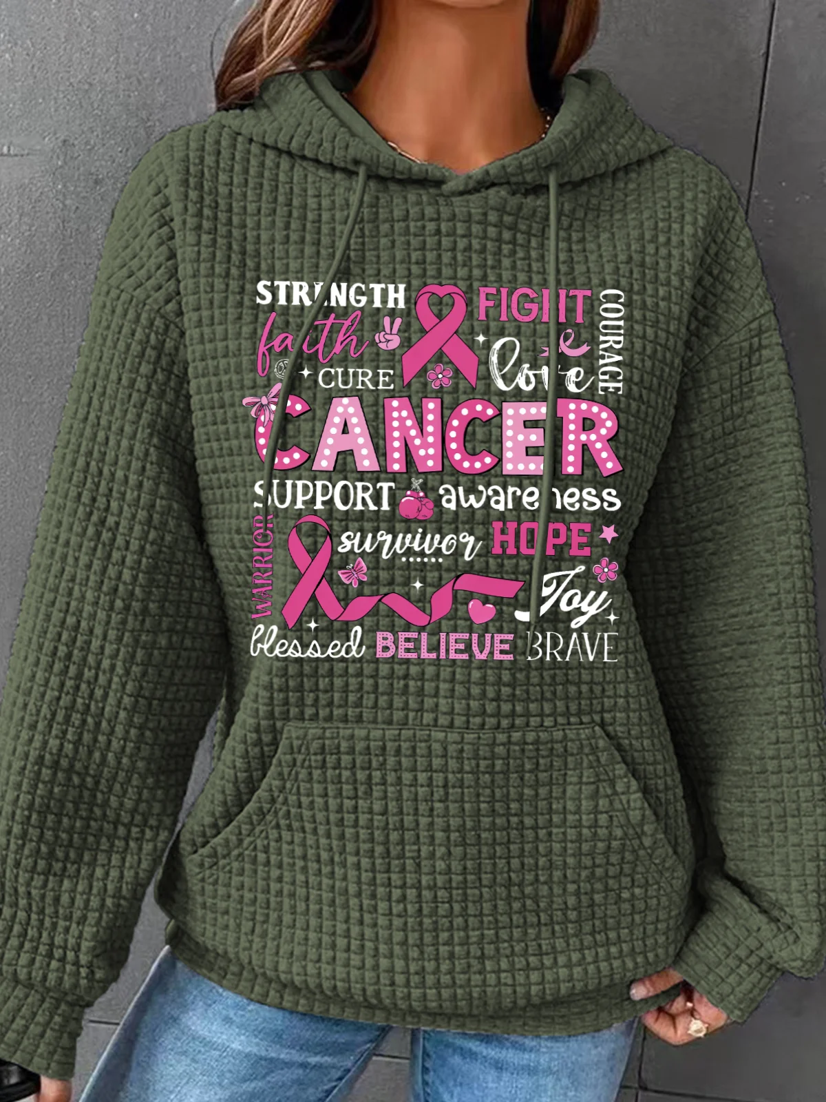 Breast Cancer Awareness Breast Cancer In October We Wear Pink Simple Loose Hoodie