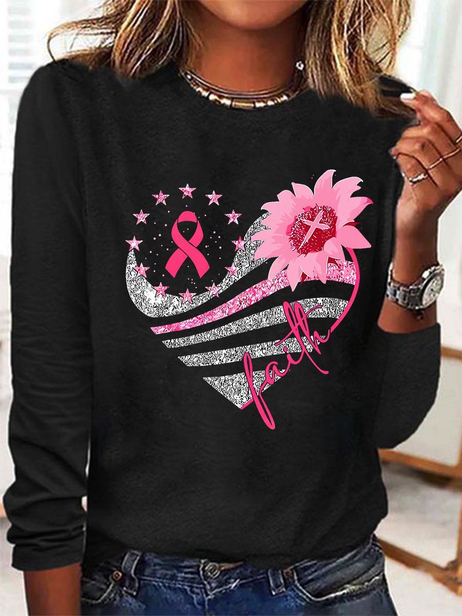 Breast Cancer Bundle In October We Wear Pink Casual Long Sleeve Shirt