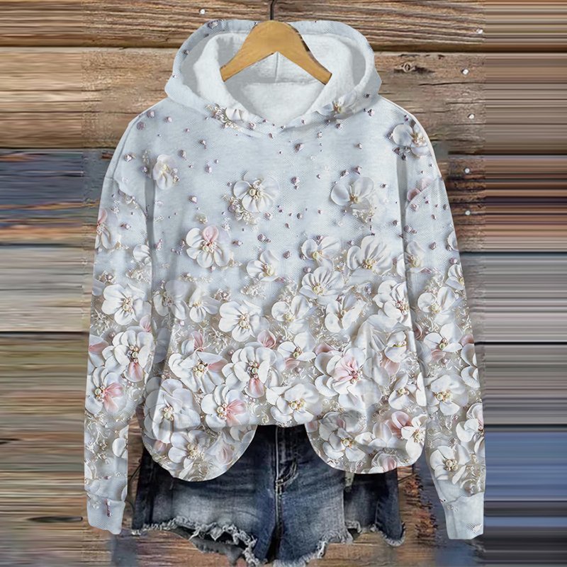 Floral Art Printed Casual Hoodie