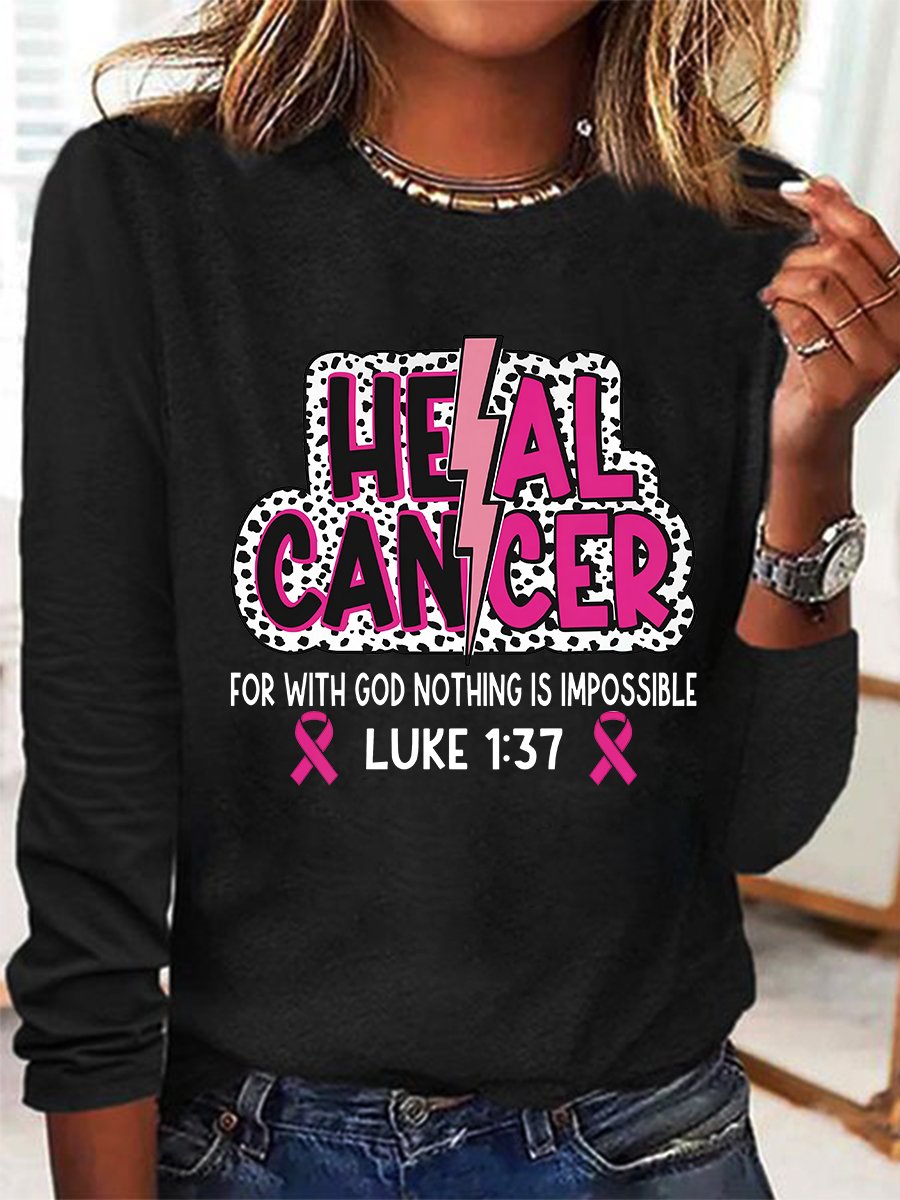 Heal Cancer Svg Png, Breast Cancer Warrior Christian Casual Long Sleeve Shirt