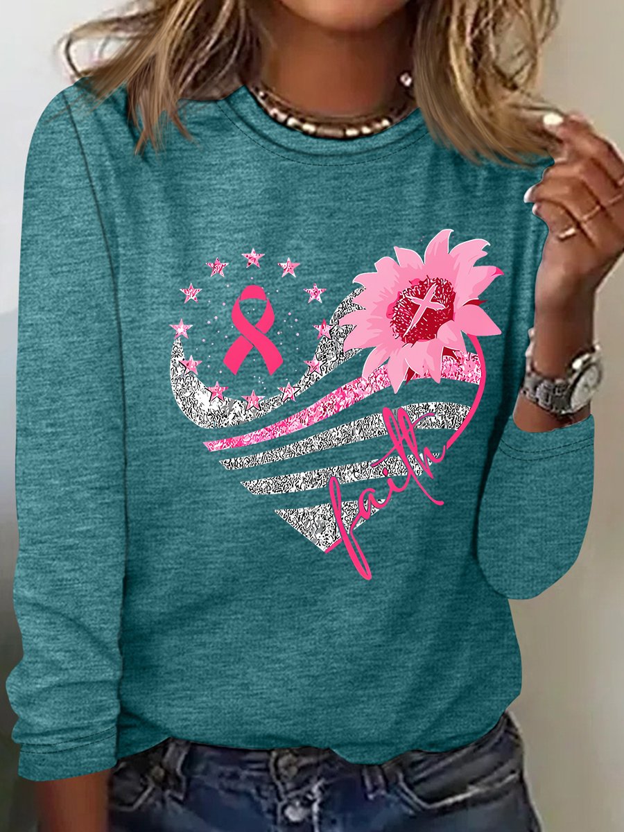 Breast Cancer Bundle In October We Wear Pink Casual Long Sleeve Shirt