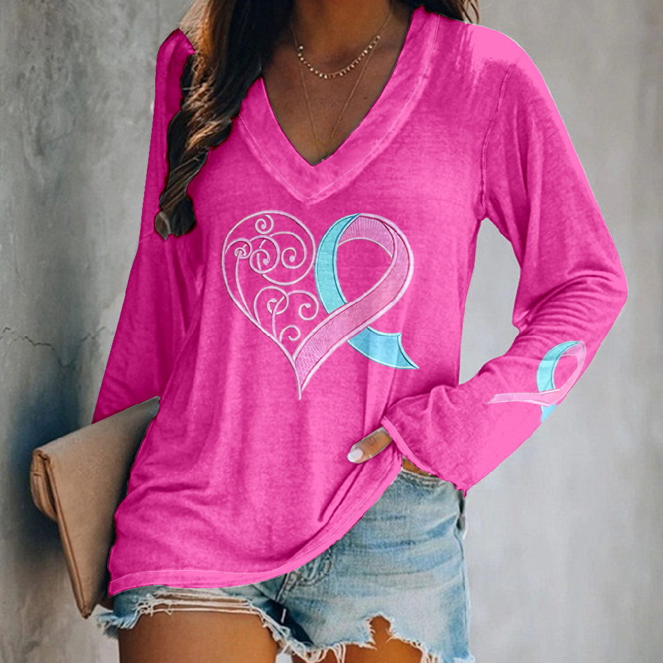 Women's Pink Breast Cancer Love Long Sleeve T-Shirt