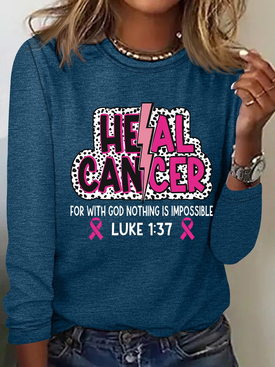 Heal Cancer Svg Png, Breast Cancer Warrior Christian Casual Long Sleeve Shirt