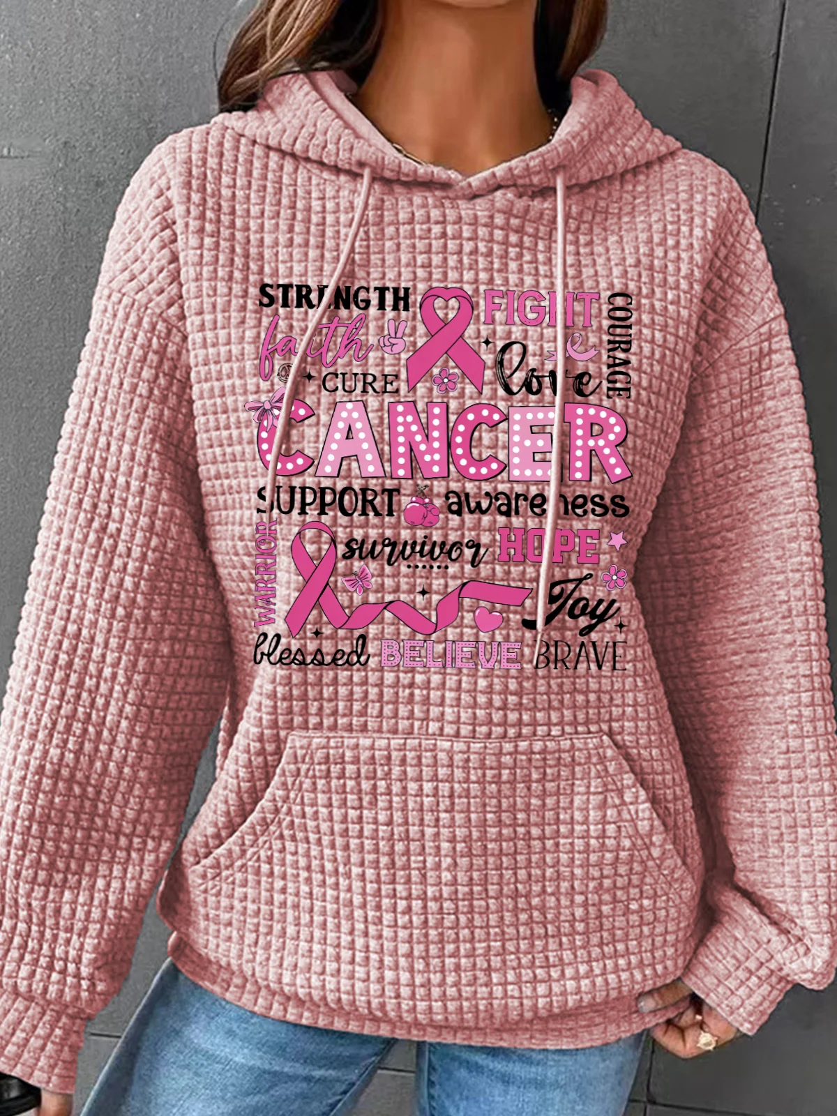 Breast Cancer Awareness Breast Cancer In October We Wear Pink Simple Loose Hoodie