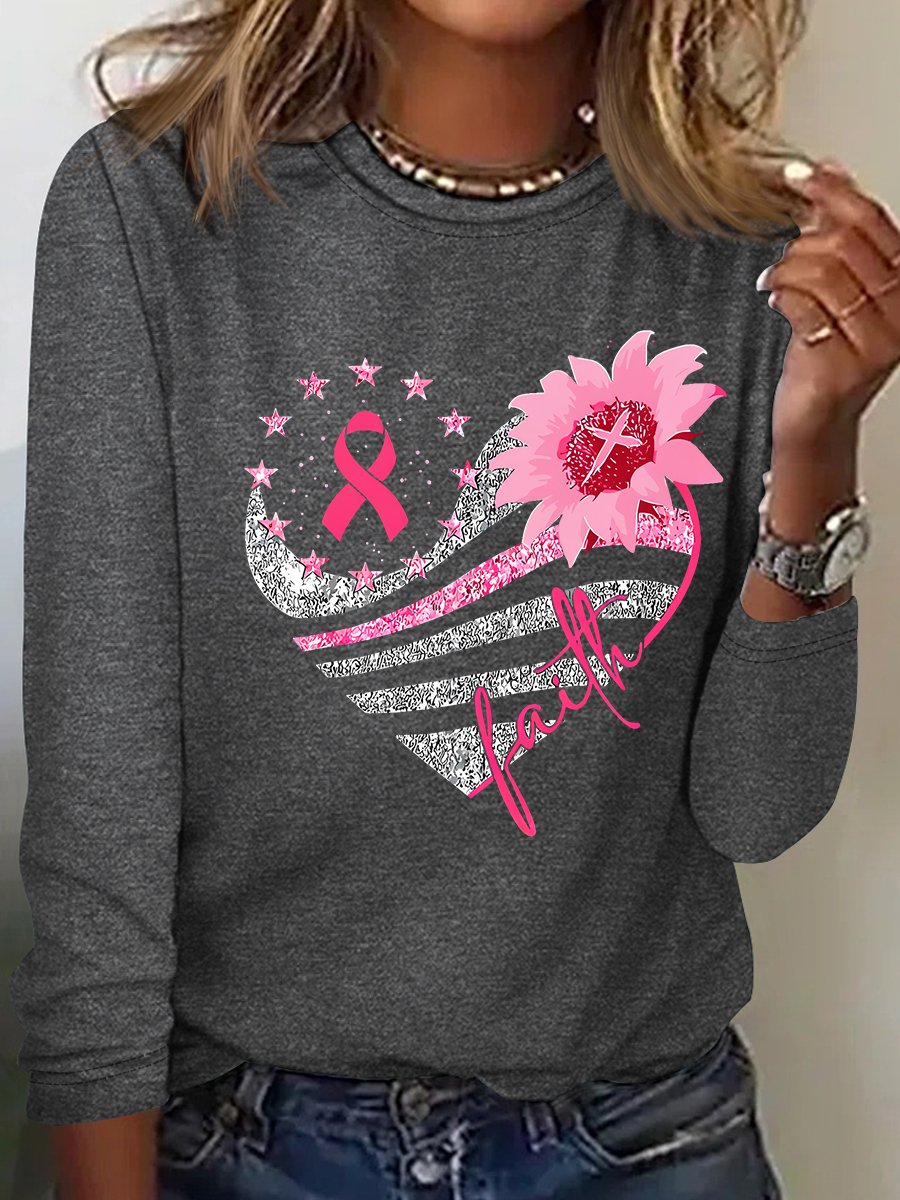 Breast Cancer Bundle In October We Wear Pink Casual Long Sleeve Shirt