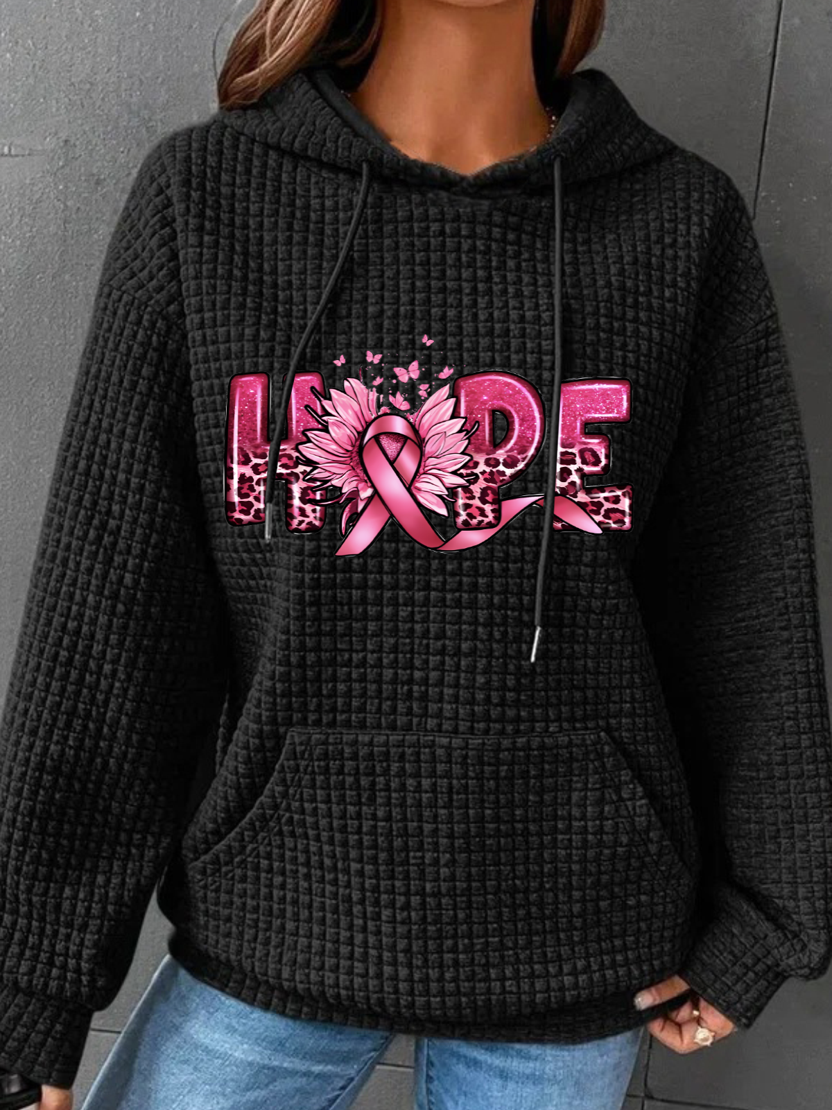 Hope Breast Cancer Simple Loose Hoodie