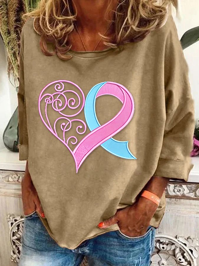 Pink Breast Cancer Heart Casual Sweatshirt