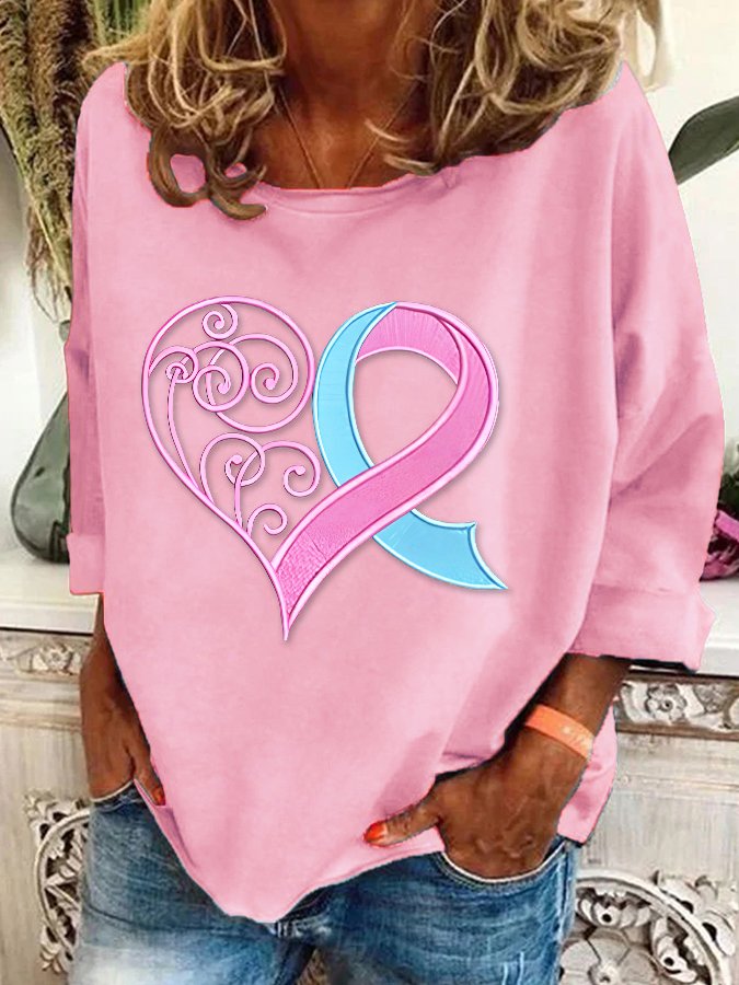 Pink Breast Cancer Heart Casual Sweatshirt