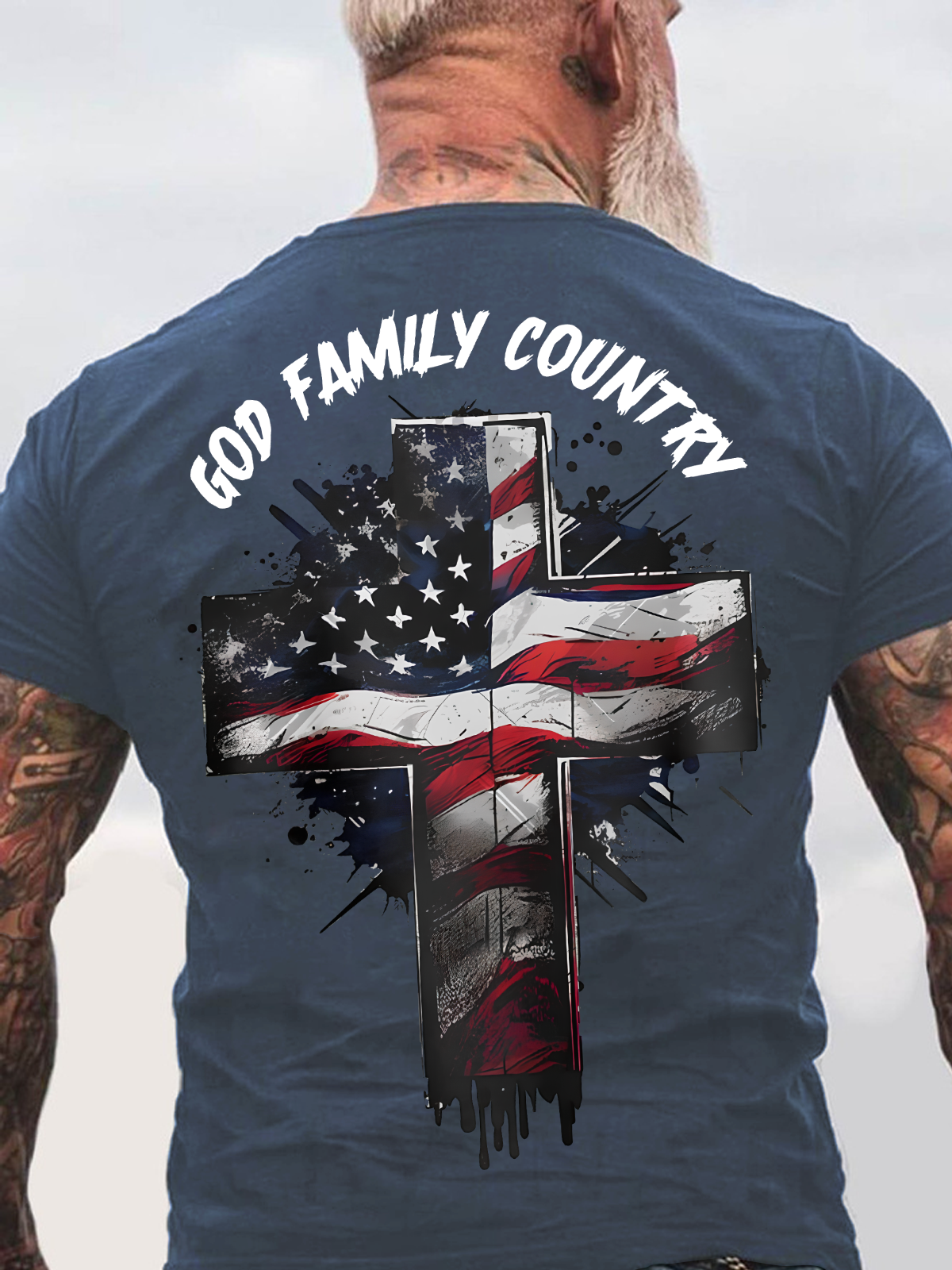 God Family Country Back Cotton T-Shirtw